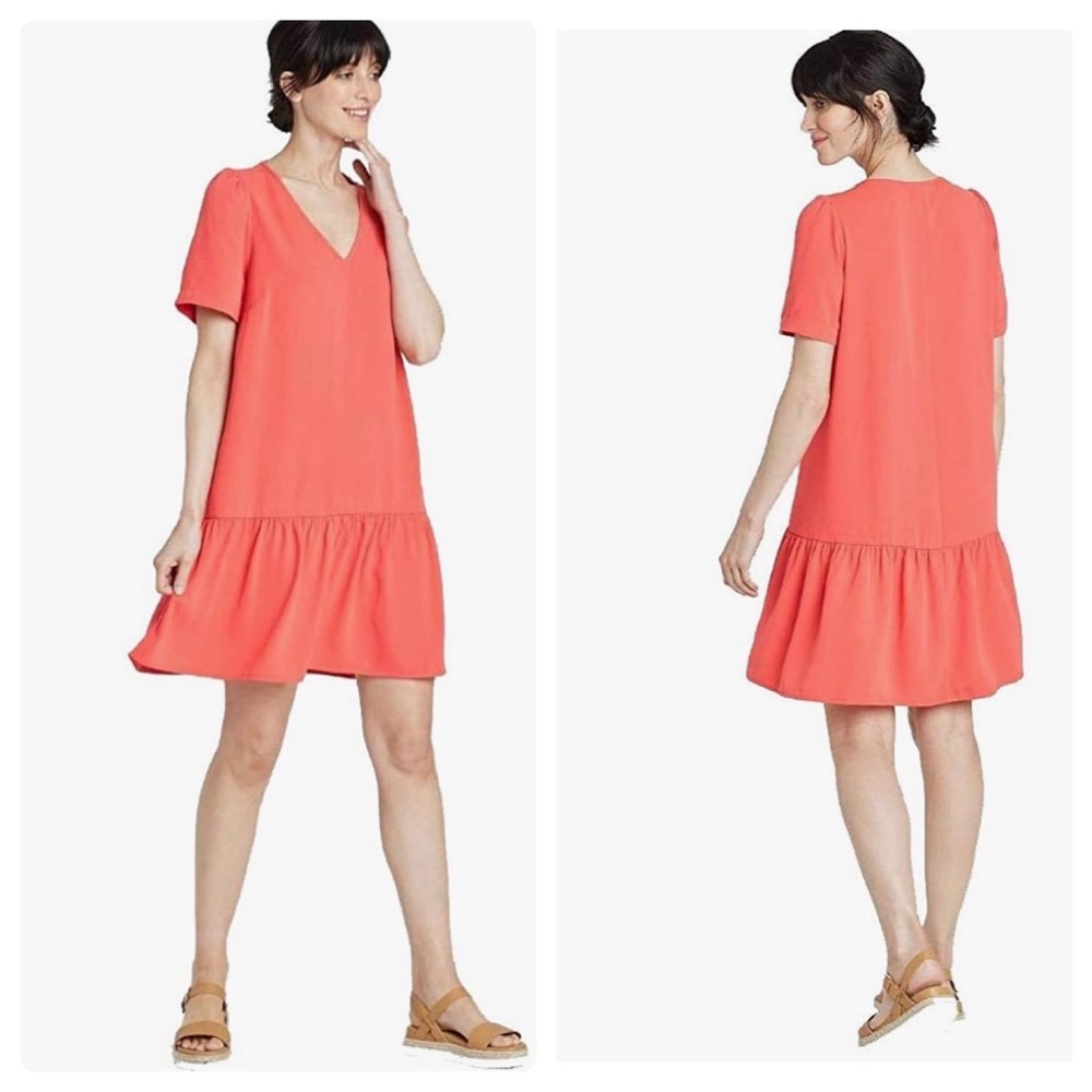 A New Day Women's Short Sleeve Ruffle Hem Dress L